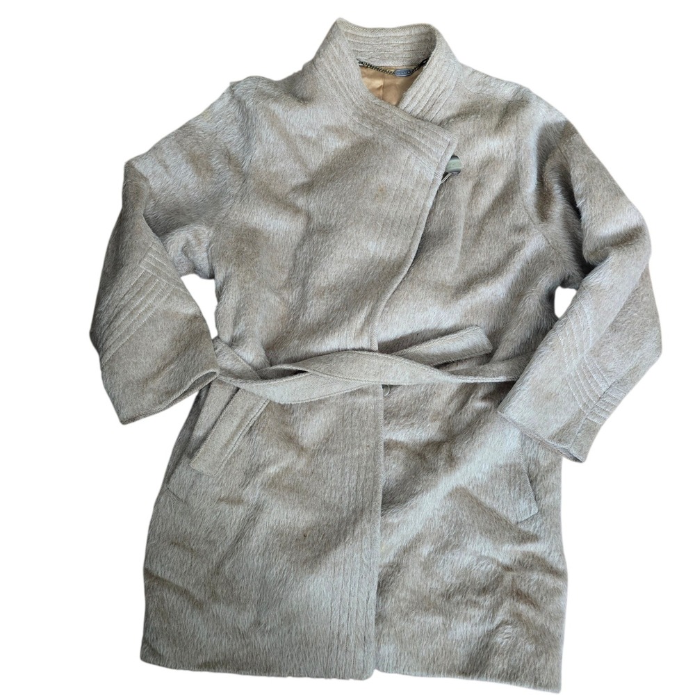 Vintage Wiel Der‎ Stadt Luxurious Alpaca Llama Blend Wrap Coat Taupe Size 42